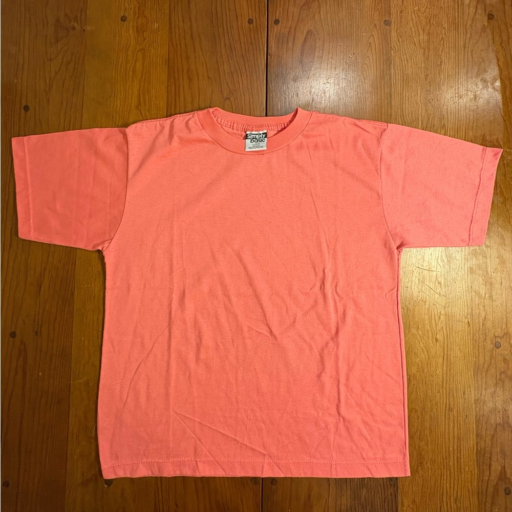 Vintage 90’ Simply Basic Women Tee Size Large Salmon Retro Blank Nwot